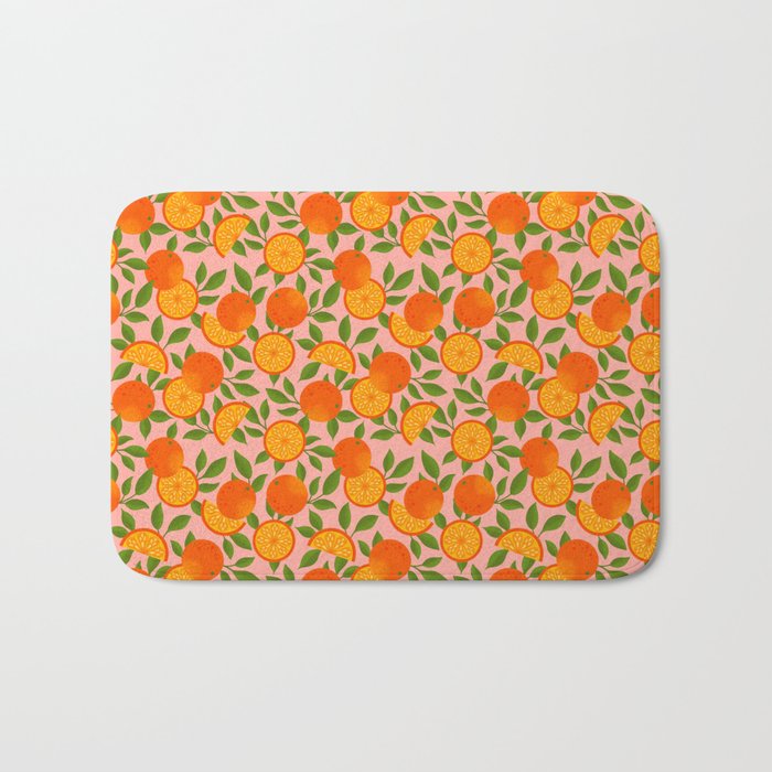 Orange Pattern on Pink Bath Mat Gallery Image 1