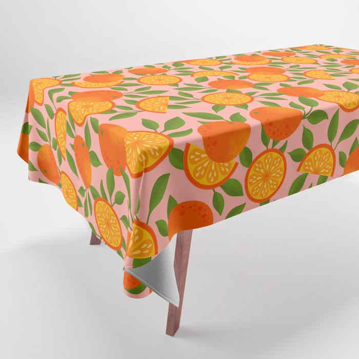 Orange Pattern on Pink Tablecloth Gallery Image 1