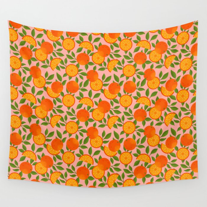 Orange Pattern on Pink Wall Tapestry Gallery Image 4