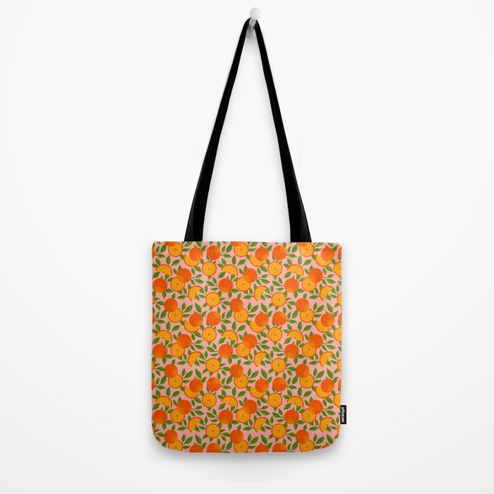 Orange Pattern on Pink Tote Bag Gallery Image 2