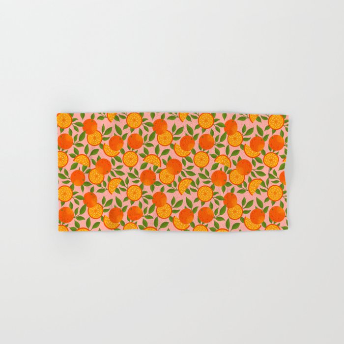 Orange Pattern on Pink Bath Towel Gallery Image 1