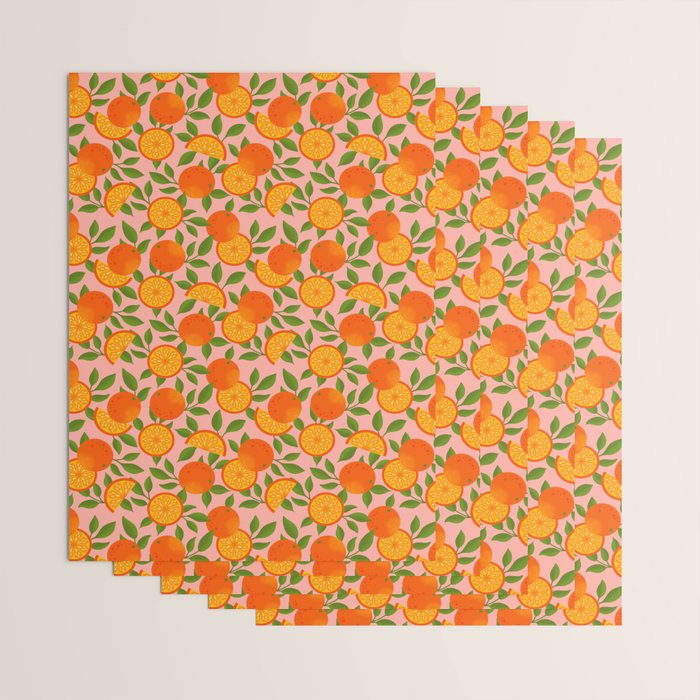 Orange Pattern on Pink Wrapping Paper Gallery Image 3