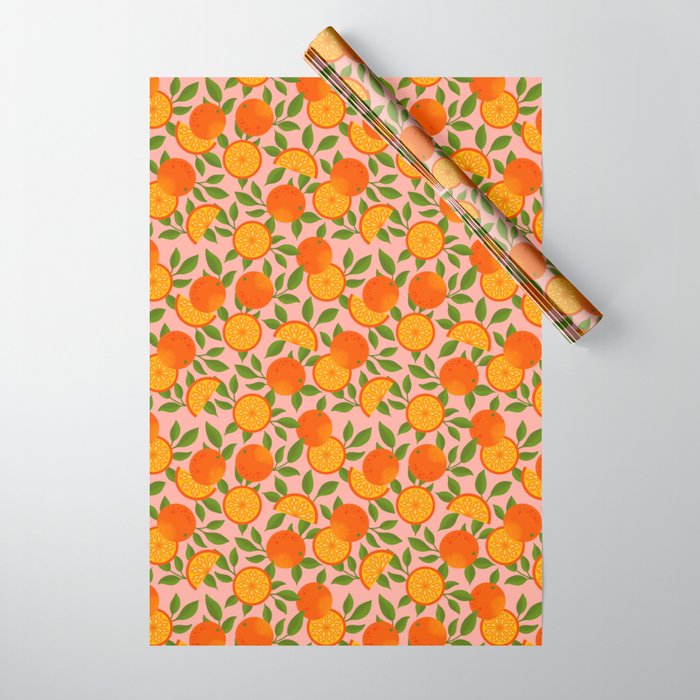 Orange Pattern on Pink Wrapping Paper Gallery Image 1