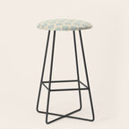 Simple Block Print Pastel Blue and Off-White Pattern  Stool Gallery Image 1