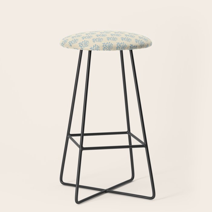 Simple Block Print Pastel Blue and Off-White Pattern  Stool Gallery Image 1