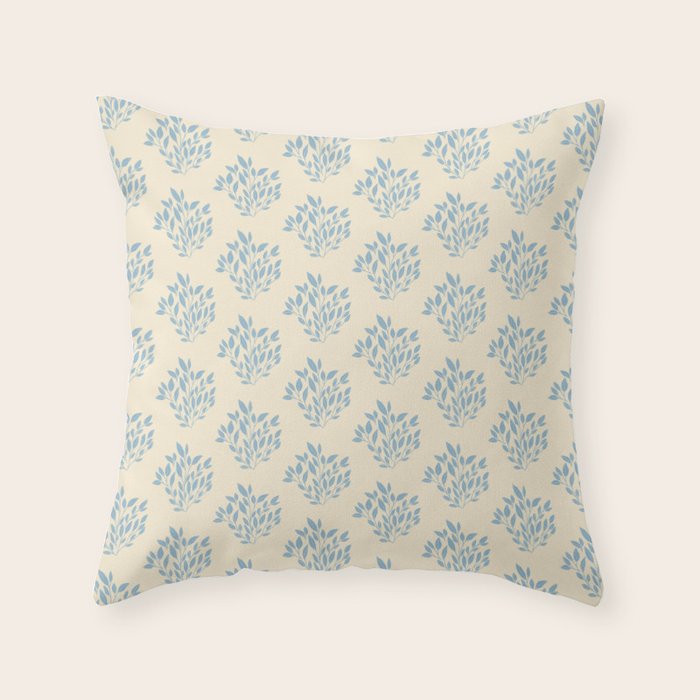 Simple Block Print Pastel Blue and Off-White Pattern  Throw Pillow Gallery Image 6