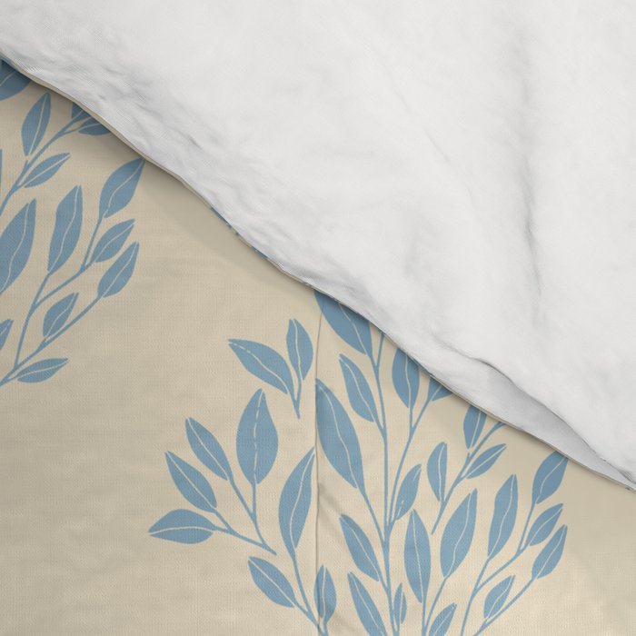 Simple Block Print Pastel Blue and Off-White Pattern  Comforter Gallery Image 4