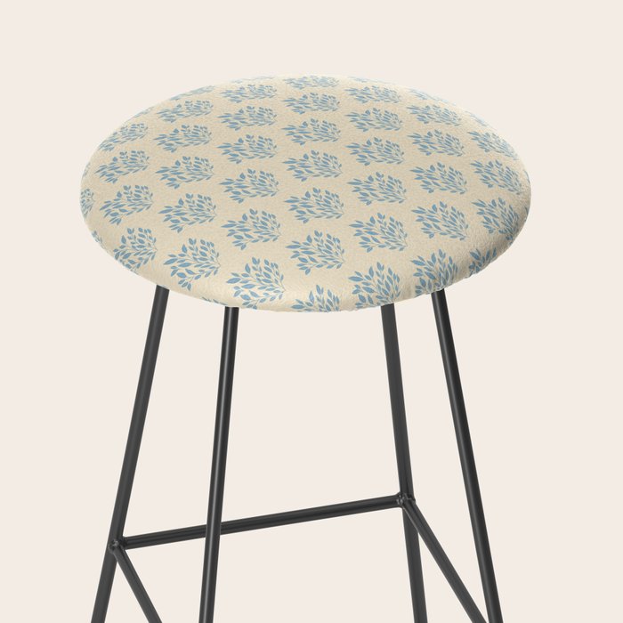 Simple Block Print Pastel Blue and Off-White Pattern  Stool Gallery Image 2