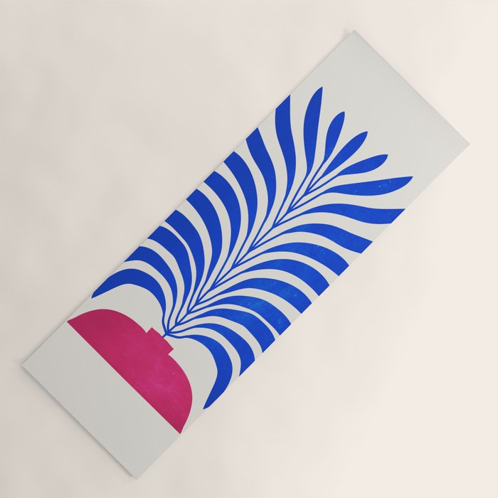 THE VASE 01: Cerise & Persian Blue Leaves Yoga Mat Gallery Image 1
