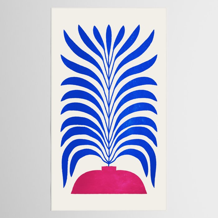THE VASE 01: Cerise & Persian Blue Leaves Tablecloth Gallery Image 2
