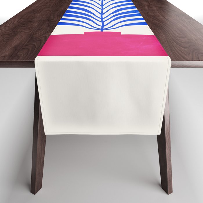 THE VASE 01: Cerise & Persian Blue Leaves Table Runner Gallery Image 1
