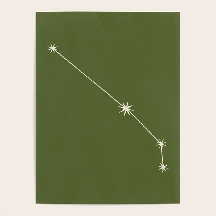 Aries Zodiac Star Constellation Line Art Olive Green Poster Gallery Image 4