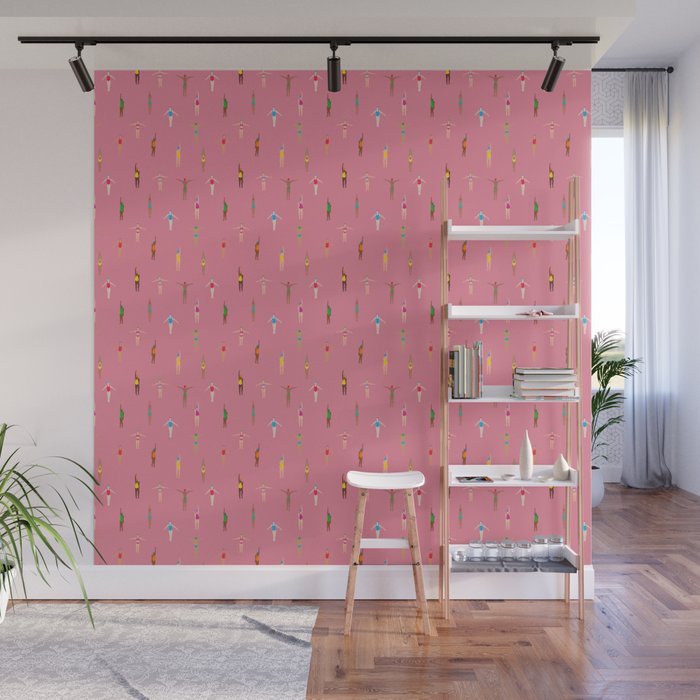 Swimmers in a Sea of Pink Wall Mural Gallery Image 1