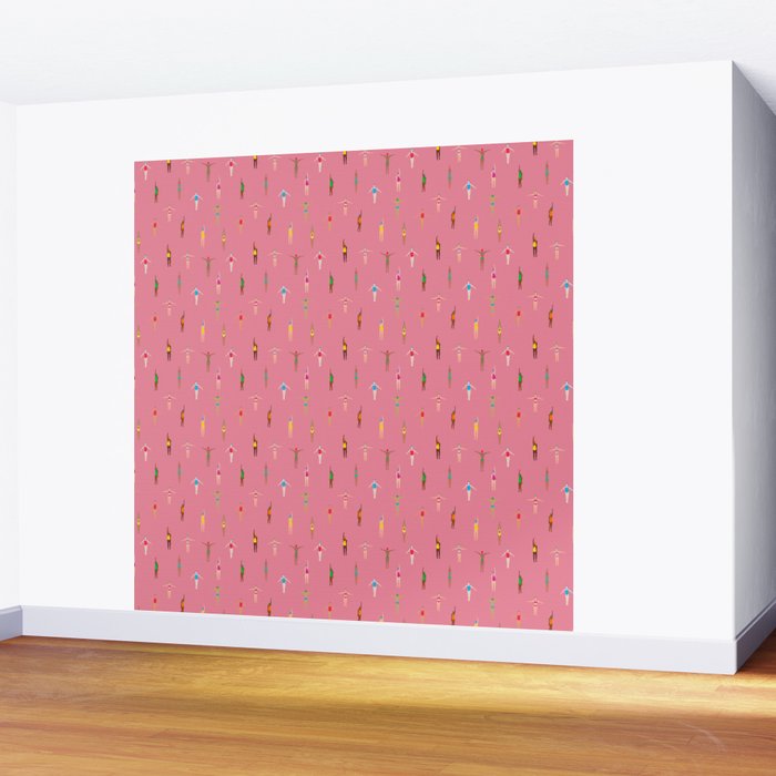 Swimmers in a Sea of Pink Wall Mural Gallery Image 2