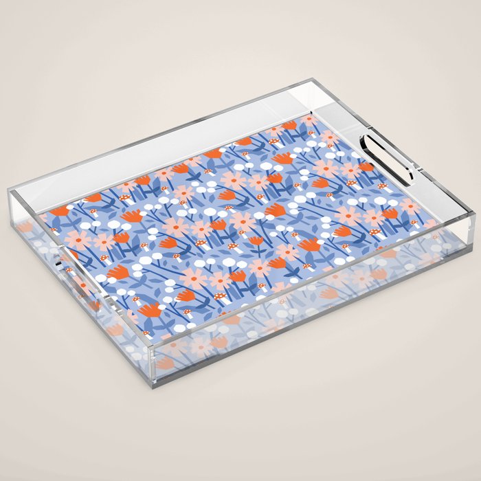 Red and blue spring flowers  Acrylic Tray Gallery Image 1