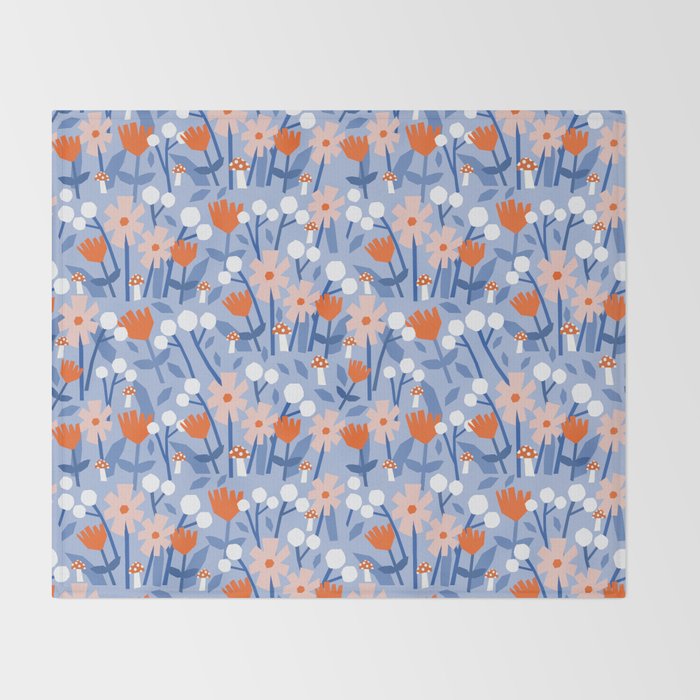 Red and blue spring flowers  Throw Blanket Gallery Image 2