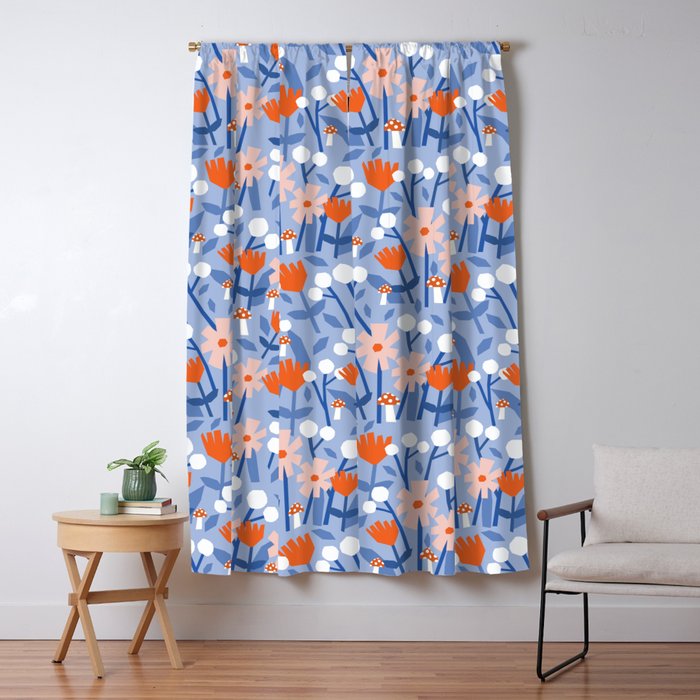 Red And Blue Spring Flowers  Window Curtain Gallery Image 5