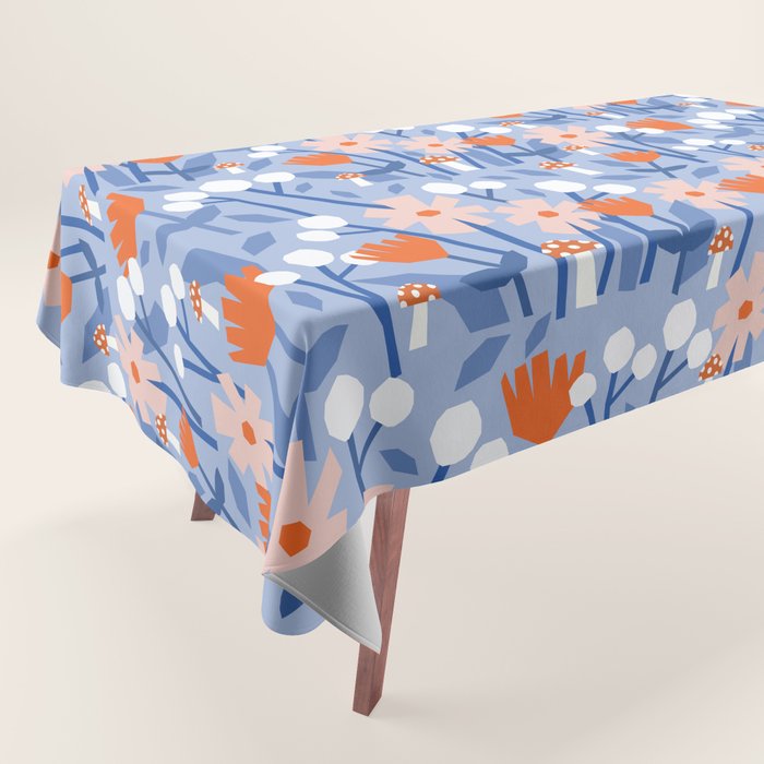 Red and blue spring flowers  Tablecloth Gallery Image 1
