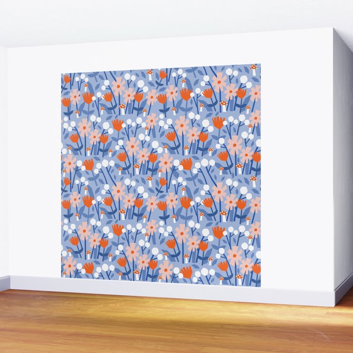 Red and blue spring flowers  Wall Mural Gallery Image 2