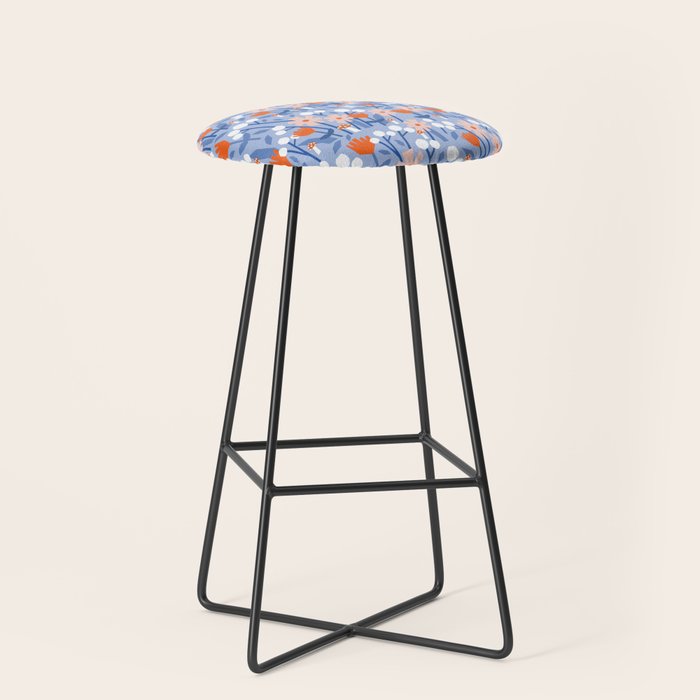 Red and blue spring flowers  Stool Gallery Image 1
