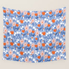 Red and blue spring flowers  Wall Tapestry Gallery Image 4