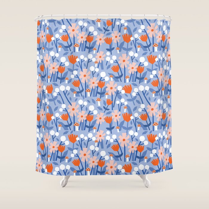 Red and blue spring flowers  Shower Curtain Gallery Image 1