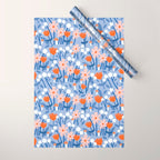 Red and blue spring flowers  Wrapping Paper Gallery Image 1