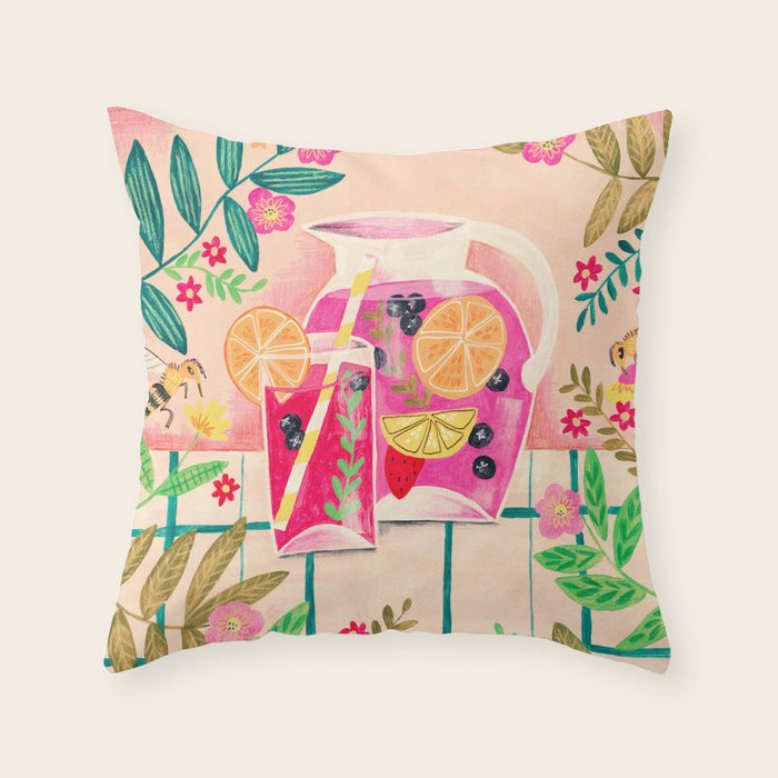 Summer cocktail Throw Pillow Gallery Image 1