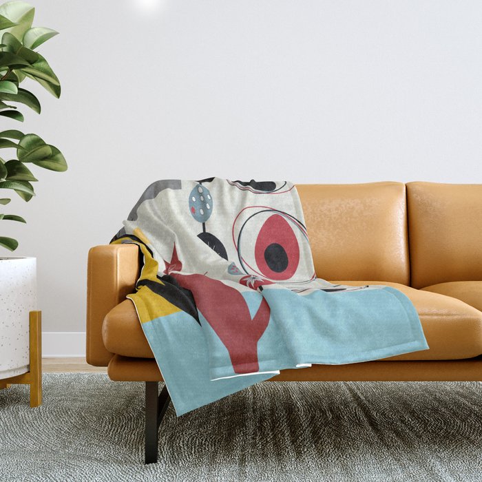 Mid-Century Modern Art Cats Throw Blanket Gallery Image 1