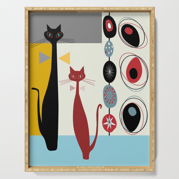 Mid-Century Modern Art Cats Serving Tray Gallery Image 1
