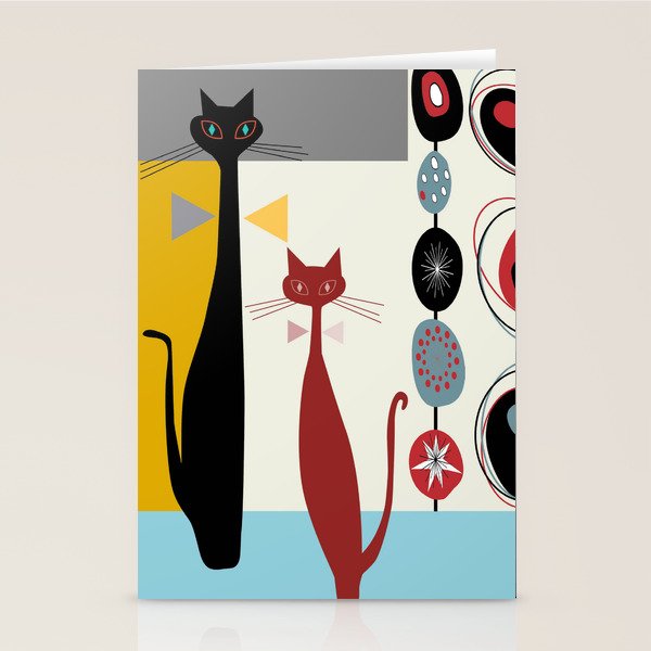 Mid-Century Modern Art Cats Stationery Card Gallery Image 2