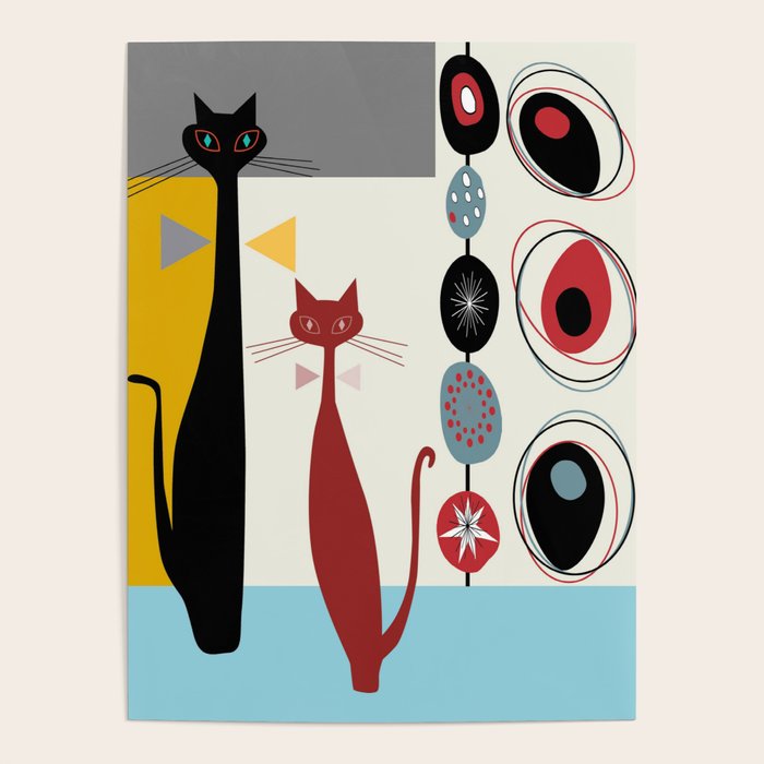 Mid-Century Modern Art Cats Poster Gallery Image 1