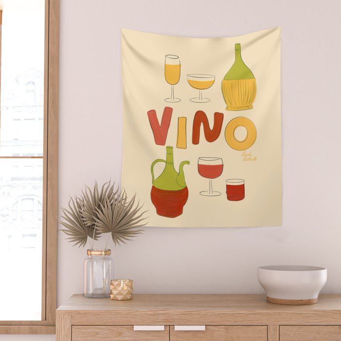 Vino Italian Wine Wall Tapestry Gallery Image 2