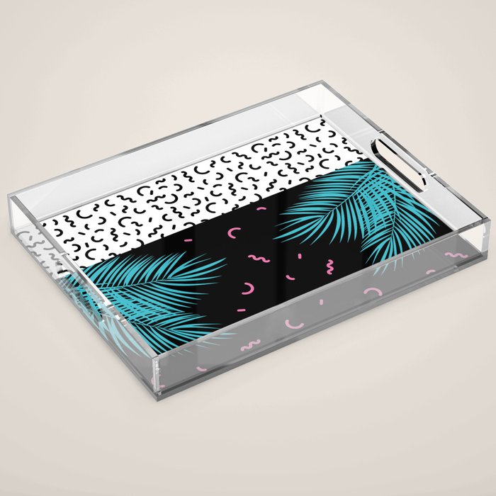 Memphis pattern 52 - 80s / 90s Retro / Palm Tree Acrylic Tray Gallery Image 1