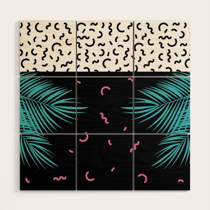 Memphis pattern 52 - 80s / 90s Retro / Palm Tree Wood Wall Art Gallery Image 1