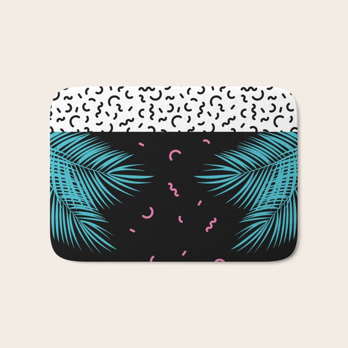 Memphis pattern 52 - 80s / 90s Retro / Palm Tree Bath Mat Gallery Image 1