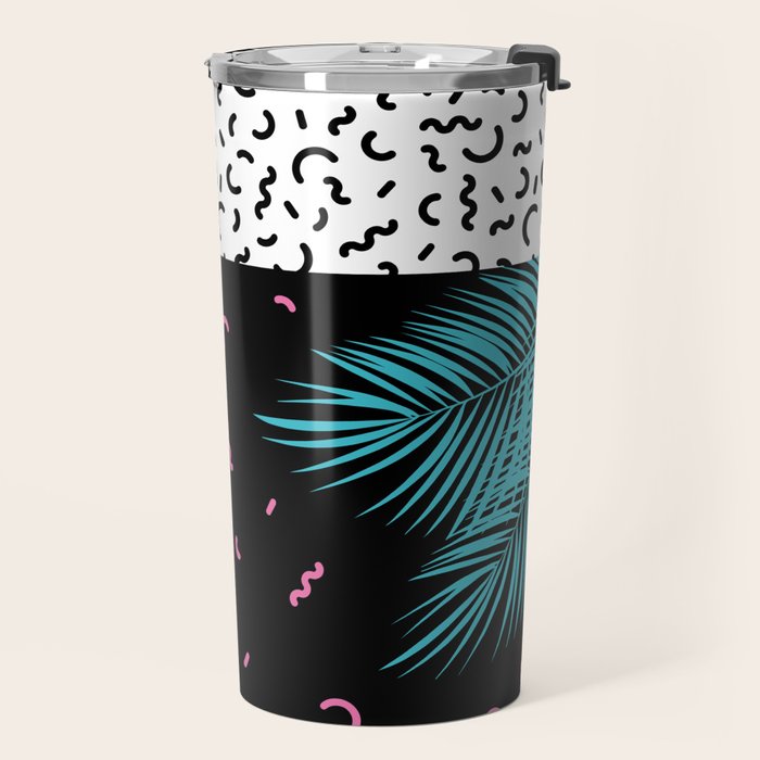 Memphis pattern 52 - 80s / 90s Retro / Palm Tree Travel Mug Gallery Image 2