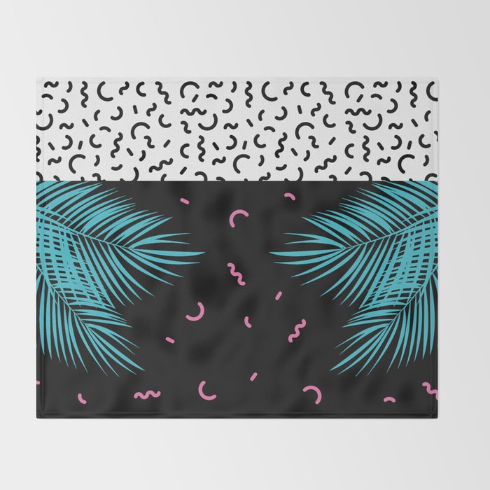 Memphis pattern 52 - 80s / 90s Retro / Palm Tree Throw Blanket Gallery Image 2