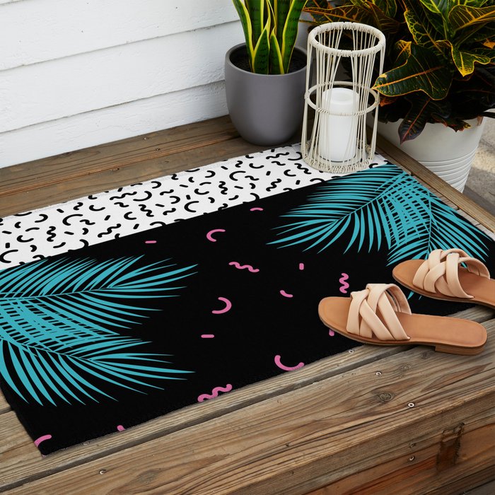 Memphis pattern 52 - 80s / 90s Retro / Palm Tree Outdoor Rug Gallery Image 2
