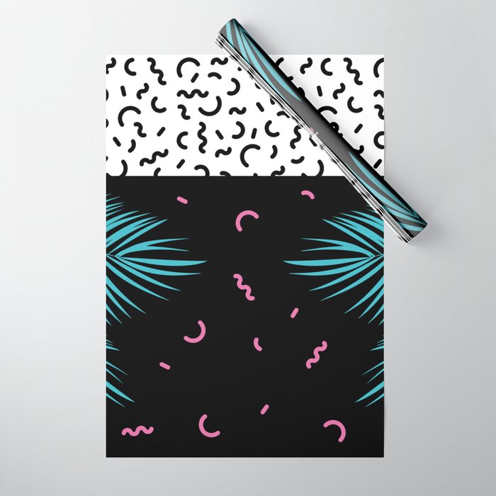 Memphis pattern 52 - 80s / 90s Retro / Palm Tree Wrapping Paper Gallery Image 1