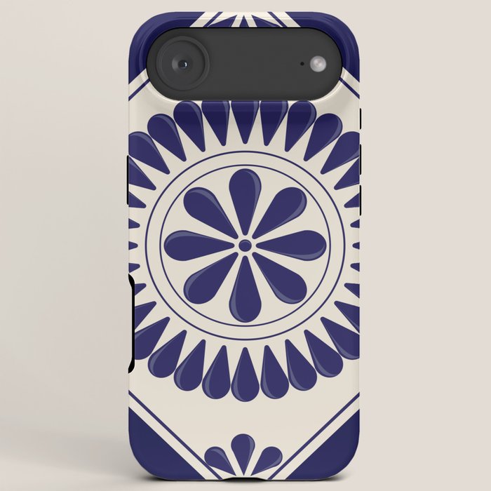 Mexican Talavera Blue Floral Tile by Akbaly iPhone Case Gallery Image 6
