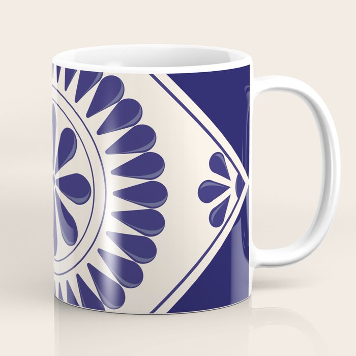 Mexican Talavera Blue Floral Tile by Akbaly Coffee Mug Gallery Image 1