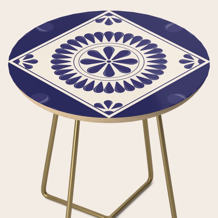 Mexican Talavera Blue Floral Tile by Akbaly Side Table Gallery Image 2