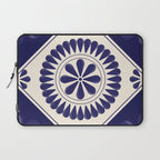 Mexican Talavera Blue Floral Tile by Akbaly Laptop Sleeve Gallery Image 1