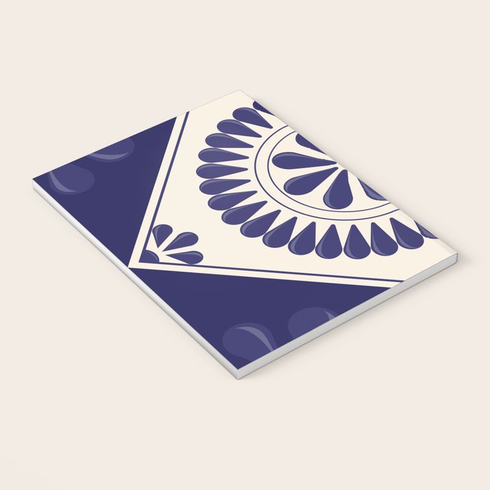 Mexican Talavera Blue Floral Tile by Akbaly Notebook Gallery Image 3