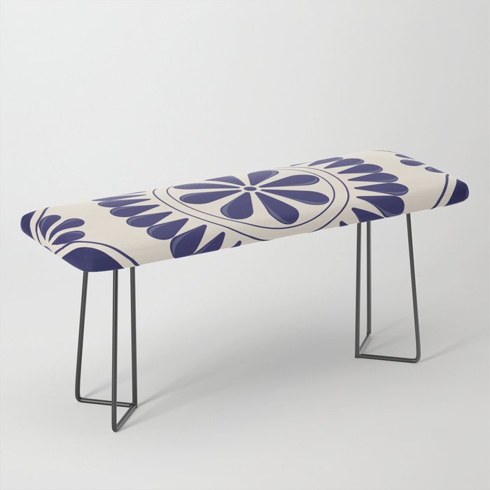Mexican Talavera Blue Floral Tile by Akbaly Bench Gallery Image 1