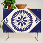 Mexican Talavera Blue Floral Tile by Akbaly Credenza Gallery Image 1