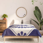 Mexican Talavera Blue Floral Tile by Akbaly Comforter Gallery Image 3