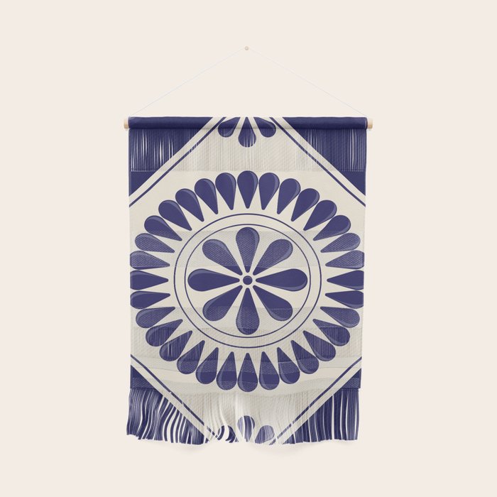 Mexican Talavera Blue Floral Tile by Akbaly Wall Hanging Gallery Image 1