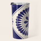 Mexican Talavera Blue Floral Tile by Akbaly Travel Mug Gallery Image 3